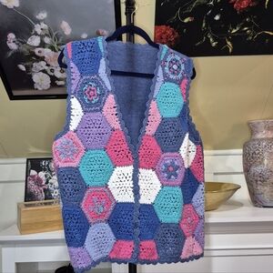 Colorful Hexagon Crochet Vest